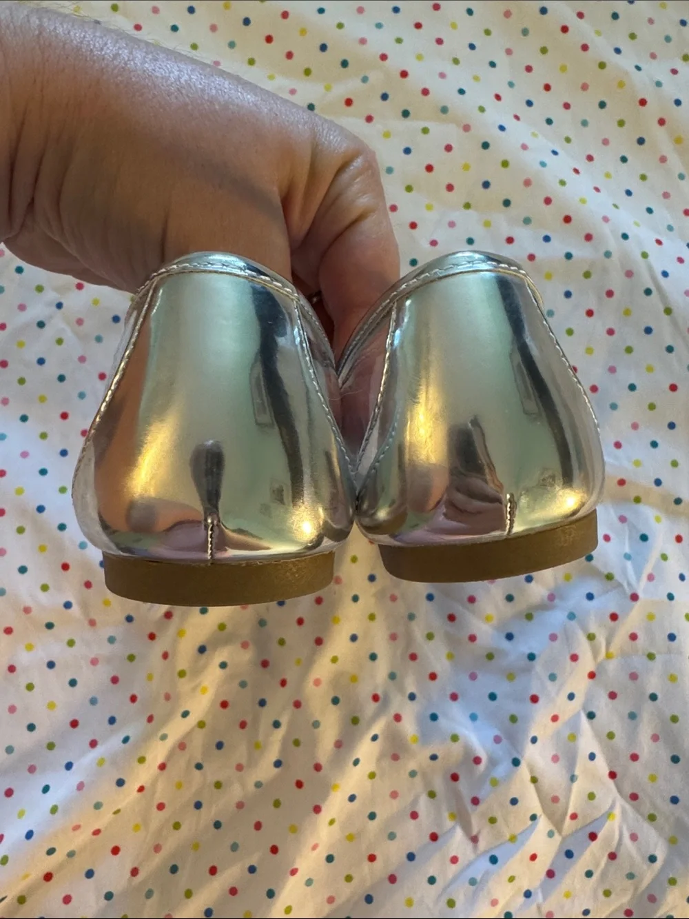 The Children's Place Silver Clear Cap-Toe Flats EUC